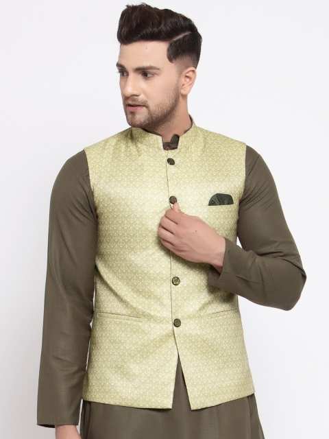 

MAXENCE Men Green Printed Nehru Jacket