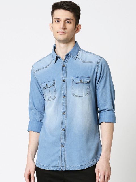 

Dennis Lingo Men Blue Slim Fit Faded Casual Shirt