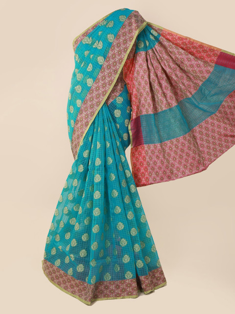 

Pothys Blue Woven Design Cotton Blend Saree