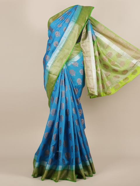 

Pothys Blue Woven Design Jute Silk Saree