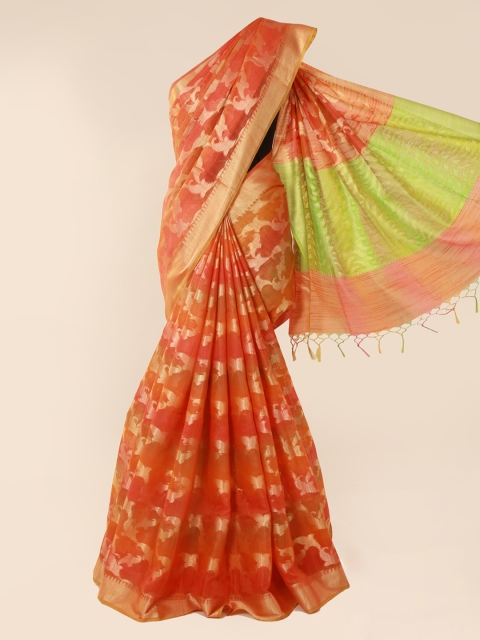 

Pothys Orange Woven Design Cotton Blend Saree