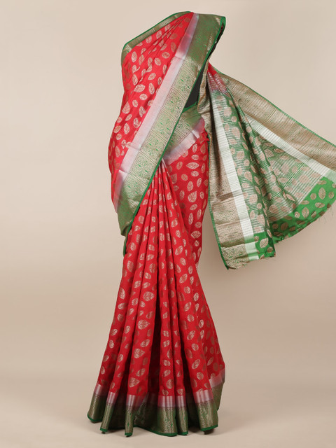 

Pothys Red & Green Jute Silk Woven Design Saree