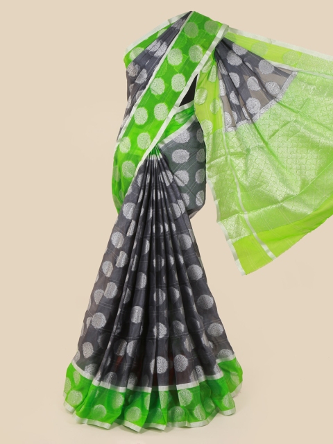 

Pothys Grey & Green Cotton Blend Woven Design Saree