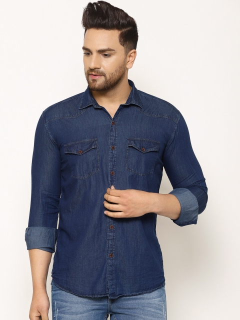 

TNG Men Blue Slim Fit Solid Casual Shirt