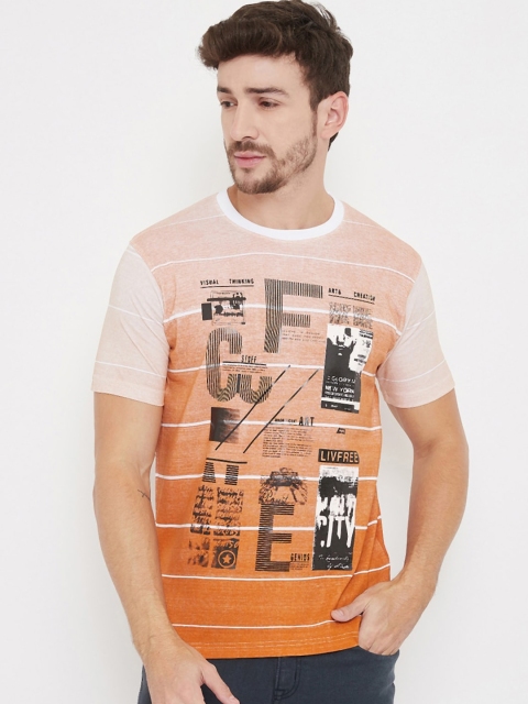 

NEVA Men Orange Printed Round Neck T-shirt