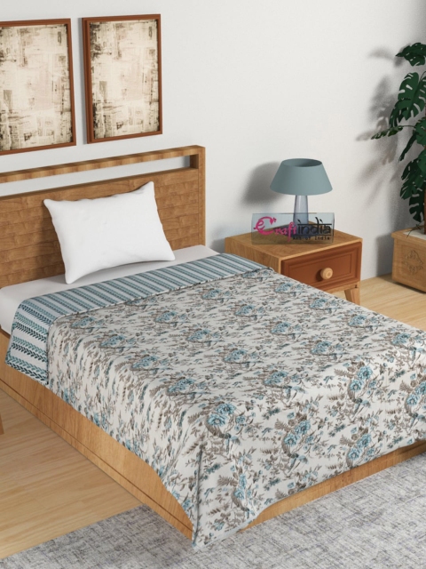 

eCraftIndia Blue & Off-White Floral Mild Winter 120 GSM Single Bed Dohar