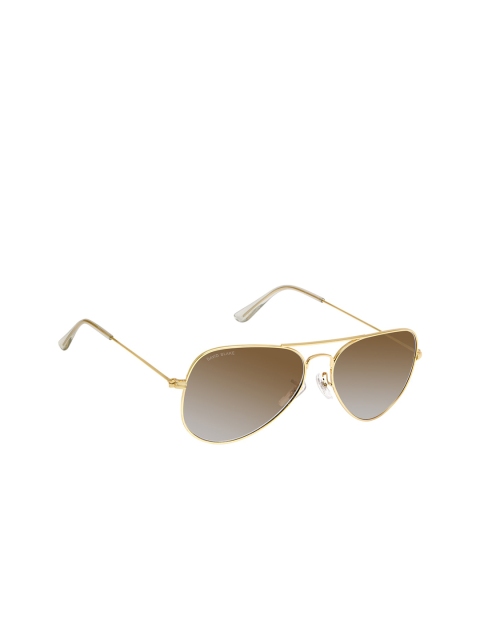 

David Blake Unisex Brown Lens & Gold-toned Aviator Sunglasses With