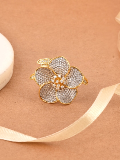

Tistabene Gold-Plated White AD-Studded Finger Ring