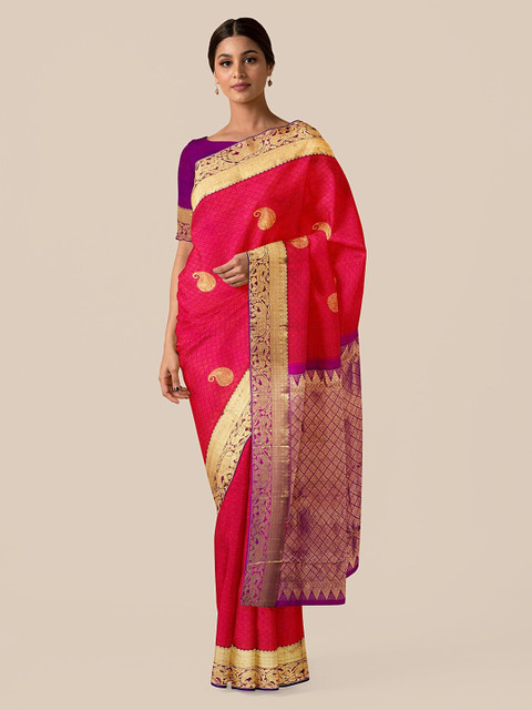 

Taneira Red Pure Silk Woven Design Kanjeevaram Saree