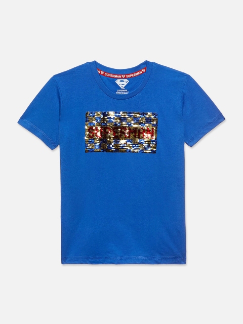 

Kids Ville Boys Blue Superman Sequinned Cotton T-shirt