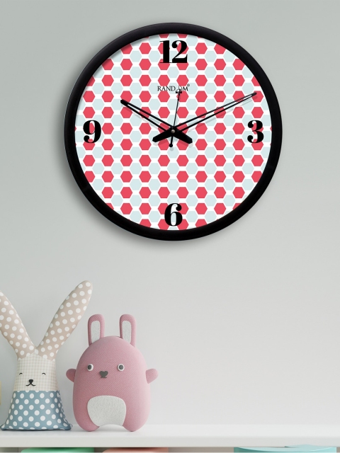 RANDOM Off-White & Pink Round Printed 30.4 cm Analogue Wall Clock