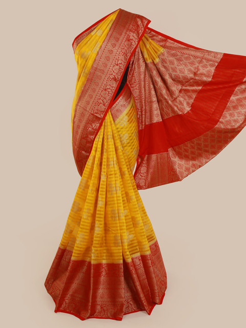 

Pothys Yellow & Red Tissue Woven Design Saree