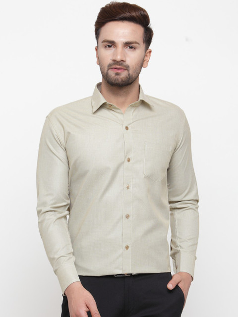

JAINISH Men Olive Green Regular Fit Solid Formal Shirt