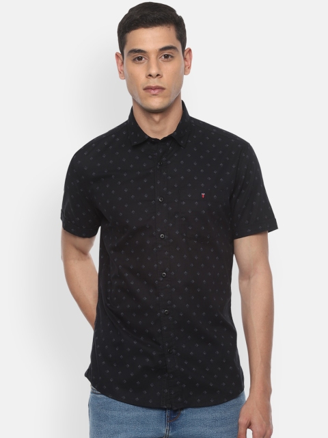 Louis Philippe Jeans Men Black Slim Fit Printed Casual Shirt