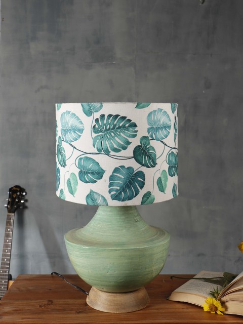 

Grated Ginger Green & White Printed Contemporary Table Lamp with Shade