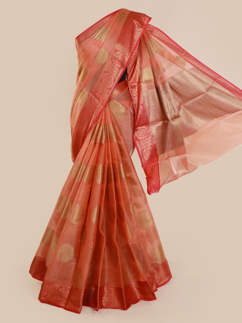 

Pothys Peach-Coloured Woven Design Tissue Saree