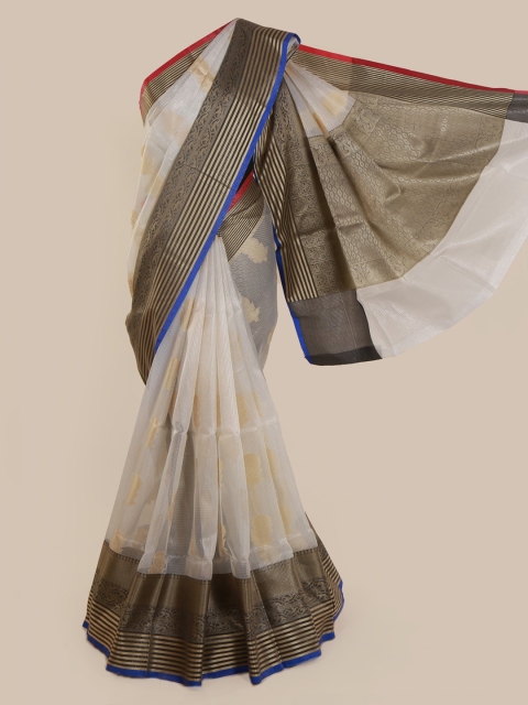 

Pothys White & Black Cotton Blend Woven Design Saree