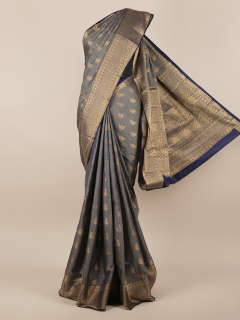 

Pothys Navy Blue Woven Design Jute Silk Saree