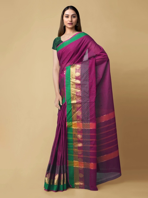 

Unnati Silks Burgundy Woven Design Chettinad Saree