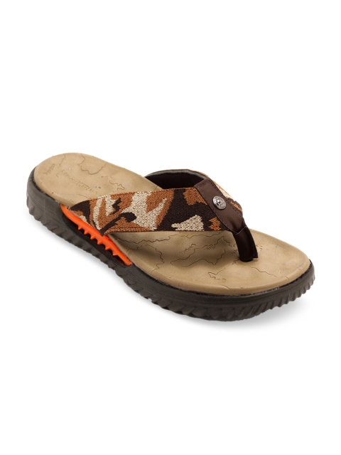 

TRENDS & TRADES Men Brown & Black Printed Thong Flip-Flops