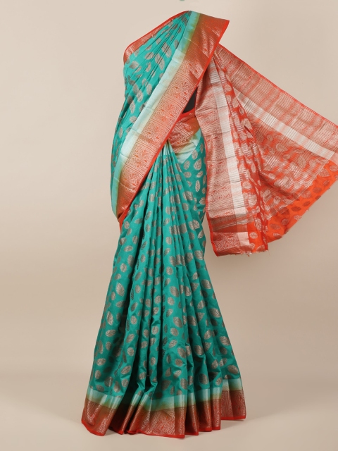 

Pothys Green Printed Jute Silk Saree