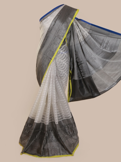

Pothys White & Black Cotton Blend Woven Design Saree