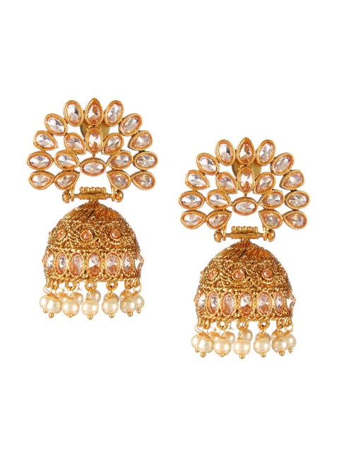 Adwitiya Collection Gold-Toned Dome Shaped Jhumkas