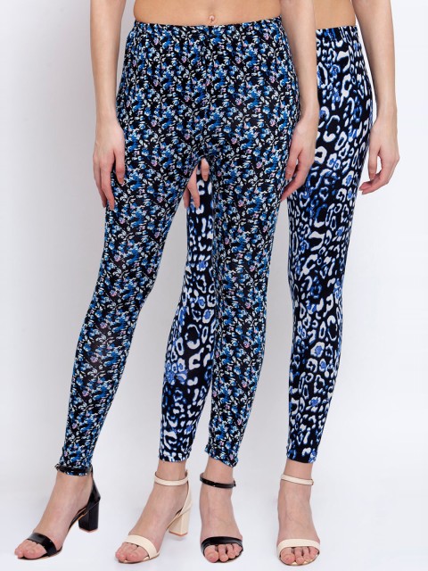 

KLOTTHE Women Pack Of 2 Printed Ankle-Length Leggings, Black
