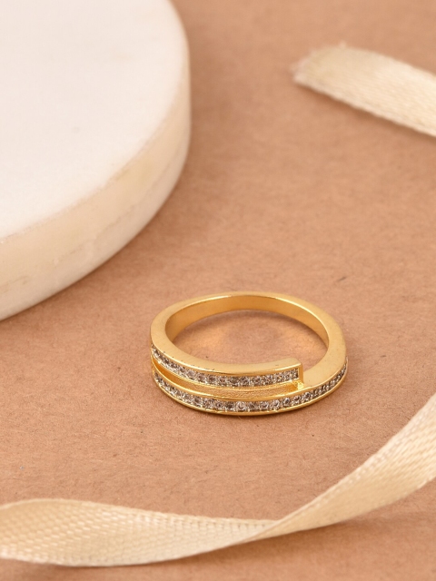 

Tistabene Gold-Plated & White Stone-Studded Finger Ring