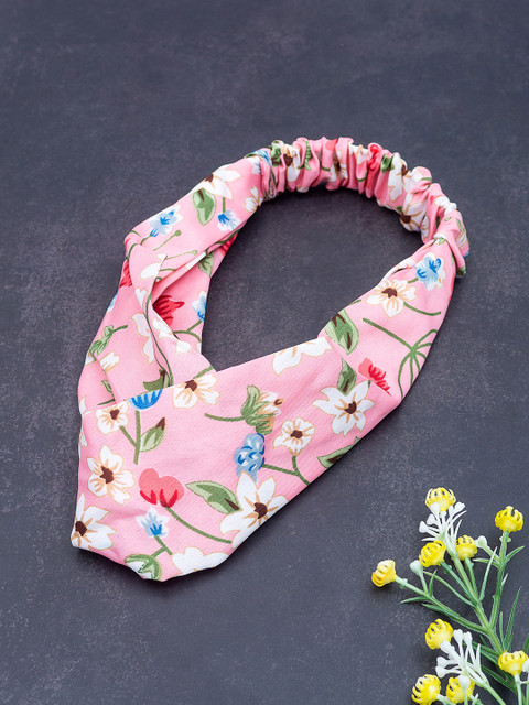 

Golden Peacock Pink Printed Hairband