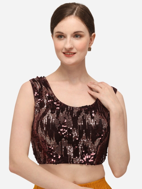 

Fab Dadu Women Brown Embellished Saree Blouse