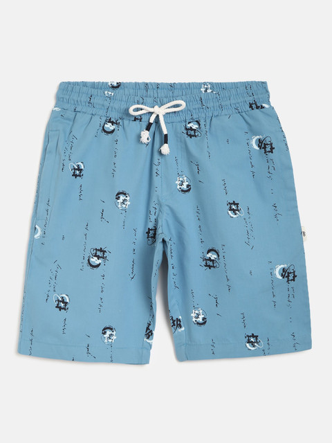 

Lil Tomatoes Boys Blue Printed Regular Fit Regular Shorts