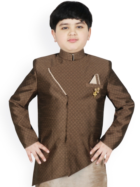 

SG YUVRAJ Boys Brown Self Design Tailored Jacket