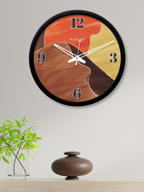 

RANDOM Brown & Yellow Round Colourblocked 30.4 cm Analogue Wall Clock