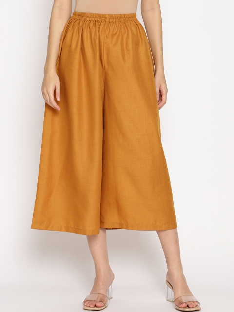 

trueBrowns Women Yellow Solid Straight Palazzos
