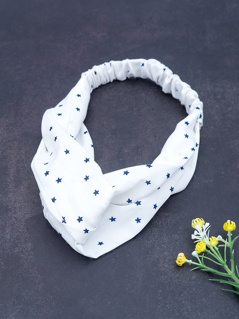 

Golden Peacock Women White Printed Hairband