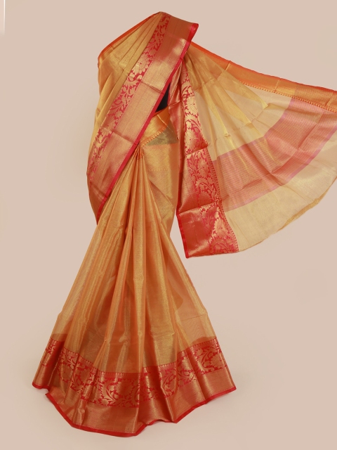 

Pothys Brown & Red Tissue Solid Saree
