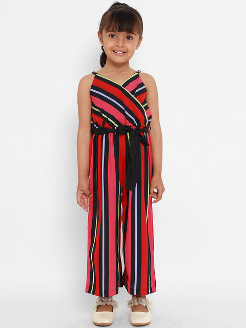 

Nauti Nati Girls Red & Black Striped Basic Jumpsuit