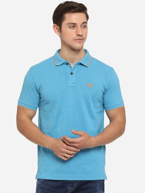 

Greenfibre Men Blue Solid Polo Collar T-shirt