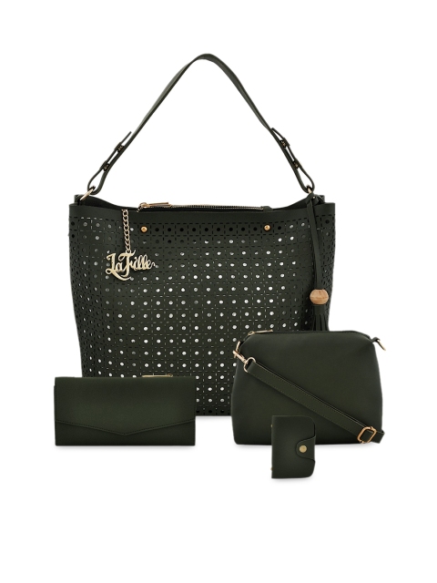 

LaFille Green Pack Of 4 Textured Handheld Bag