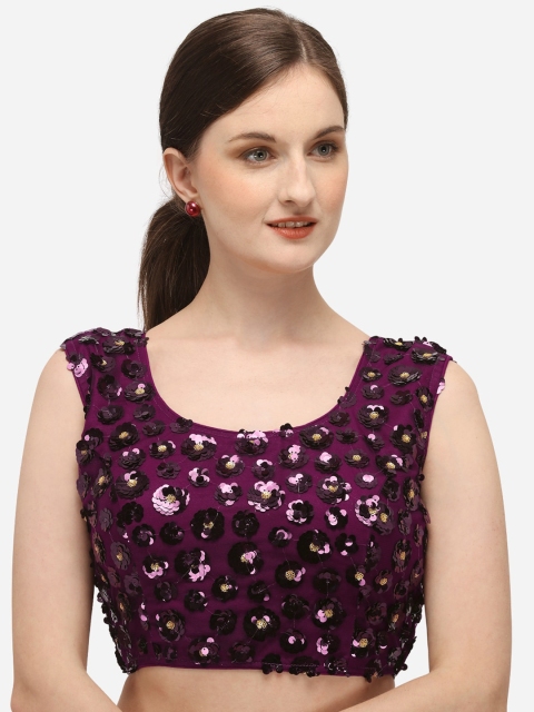 

Fab Dadu Women Magenta Embellished Readymade Saree Blouse