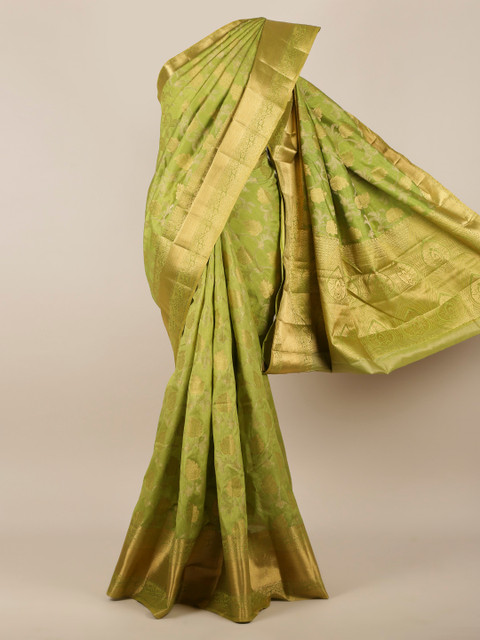 

Pothys Green Woven Design Jute Silk Saree
