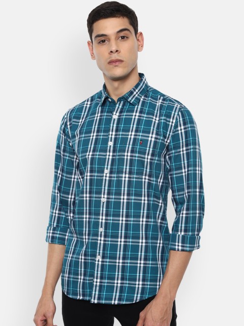 

Louis Philippe Jeans Men Blue Slim Fit Checked Casual Shirt