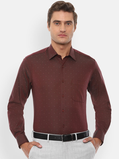 

Louis Philippe Men Brown Slim Fit Self Design Formal Shirt