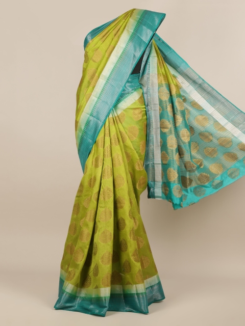 

Pothys Green & Blue Jute Silk Woven Design Saree