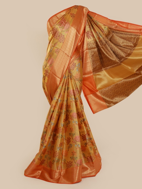 

Pothys Mustard Yellow & Orange Tissue Woven Design Saree