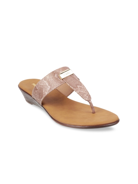 

Mochi Women Brown Embellished T-Strap Flats