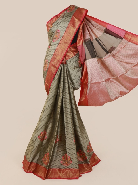 

Pothys Grey & Brown Cotton Blend Woven Design Saree