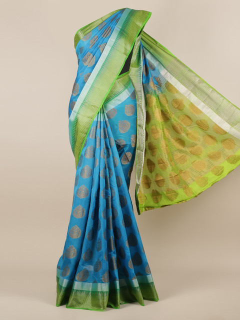

Pothys Blue Woven Design Jute Silk Saree