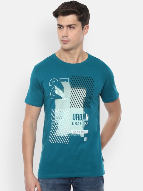 

Louis Philippe Jeans Men Blue Slim Fit Printed Round Neck Cotton T-shirt